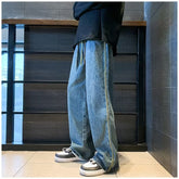 Men Jeans Retro Washed Jeans Men's Spring and Autumn Loose Wide-Leg Straight Trousers